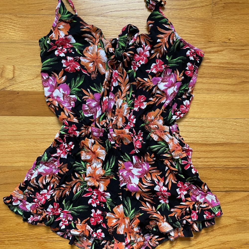 Mossimo Supply Co. Black Floral Romper